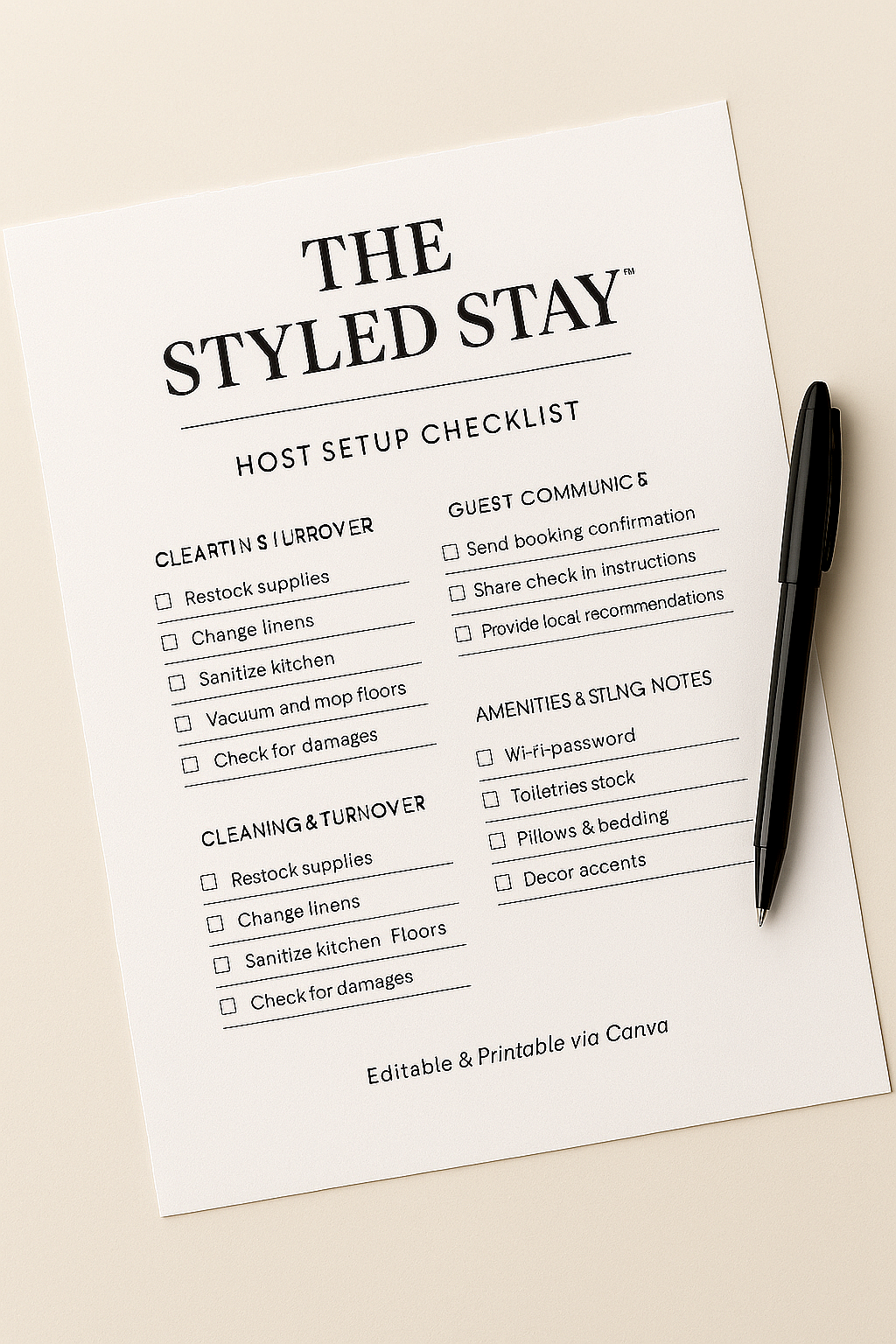 The Styled Stay – Airbnb Host Planner
